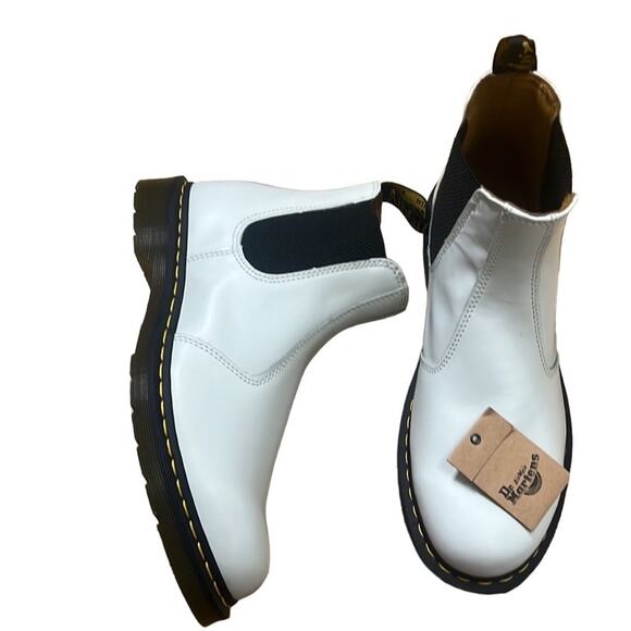 DR MARTENS 2976 SQUAD YELLOW STITCH‎ WHITE BOOTS L13 M12, M11 L12 - Picture 3 of 10